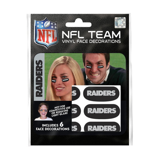 Oakland Raiders NFL Team Adhesive Face Decorations Pack of 6 Image 1