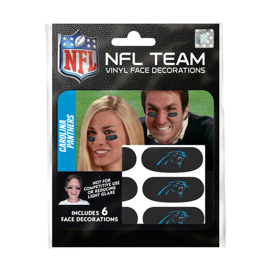 Carolina Panthers NFL Team Adhesive Face Decorations Pack of 6 Image 1