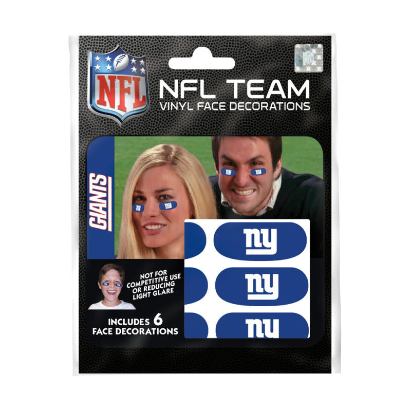 New York Giants NFL Team Adhesive Face Decorations Pack of 6 Image 1