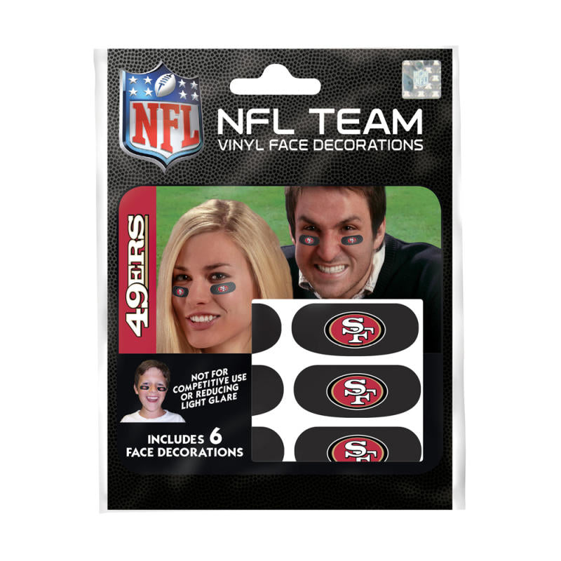 San Francisco 49ers NFL Team Adhesive Face Decorations Pack of 6 Image 1