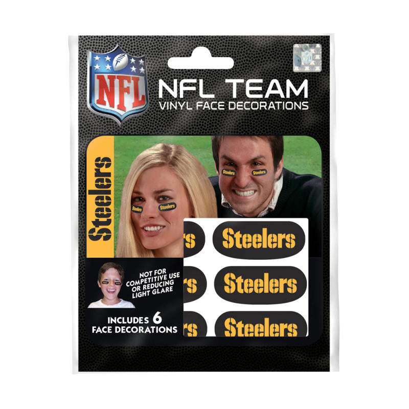 Pittsburgh Steelers NFL Team Adhesive Face Decorations Pack of 6 Image 1