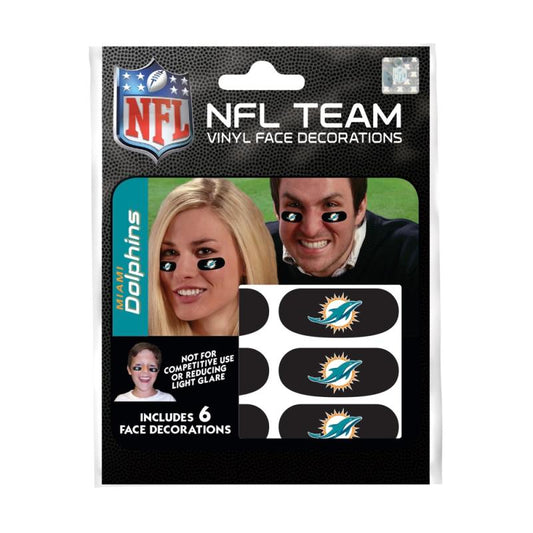 Miami Dolphins NFL Team Adhesive Face Decorations Pack of 6 Image 1