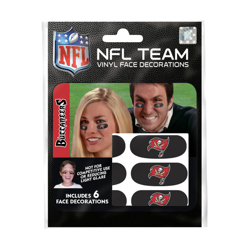 Tampa Bay Buccaneers NFL Team Adhesive Face Decorations Pack of 6 Image 1
