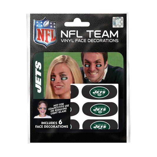 New York Jets NFL Team Adhesive Face Decorations Pack of 6