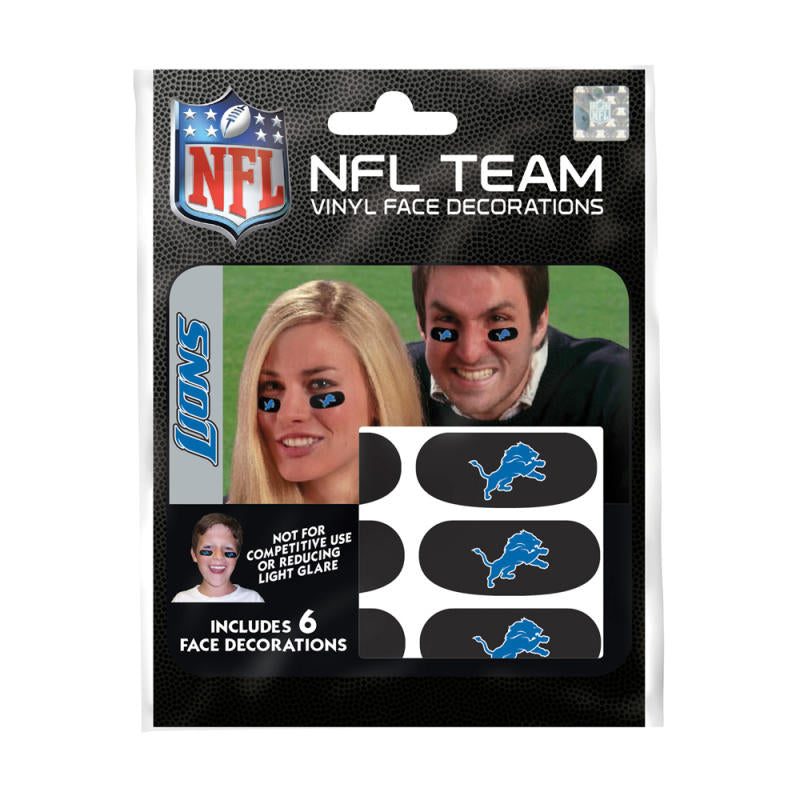 Detroit Lions NFL Team Adhesive Face Decorations Pack of 6 Image 1