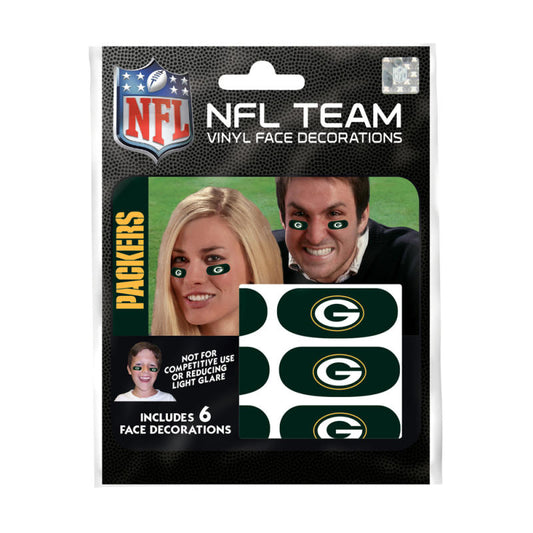 Green Bay Packers NFL Team Adhesive Face Decorations Pack of 6