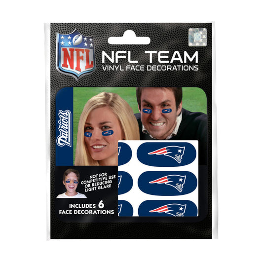 New England Patriots NFL Team Adhesive Face Decorations Pack of 6