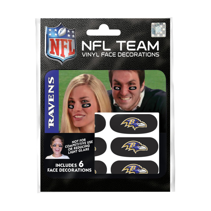 Baltimore Ravens NFL Team Adhesive Face Decorations Pack of 6 Image 1