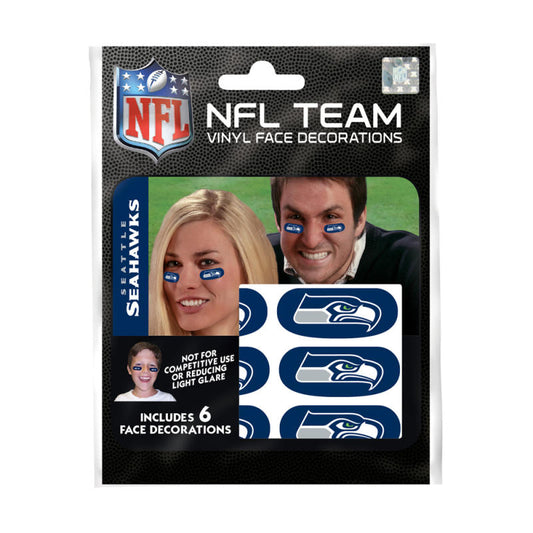 Seattle Seahawks NFL Team Adhesive Face Decorations Pack of 6 Image 1