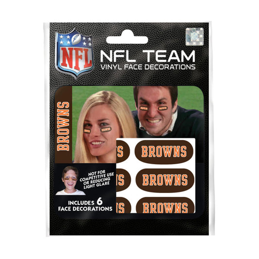 Cleveland Browns NFL Team Adhesive Face Decorations Pack of 6 Image 1