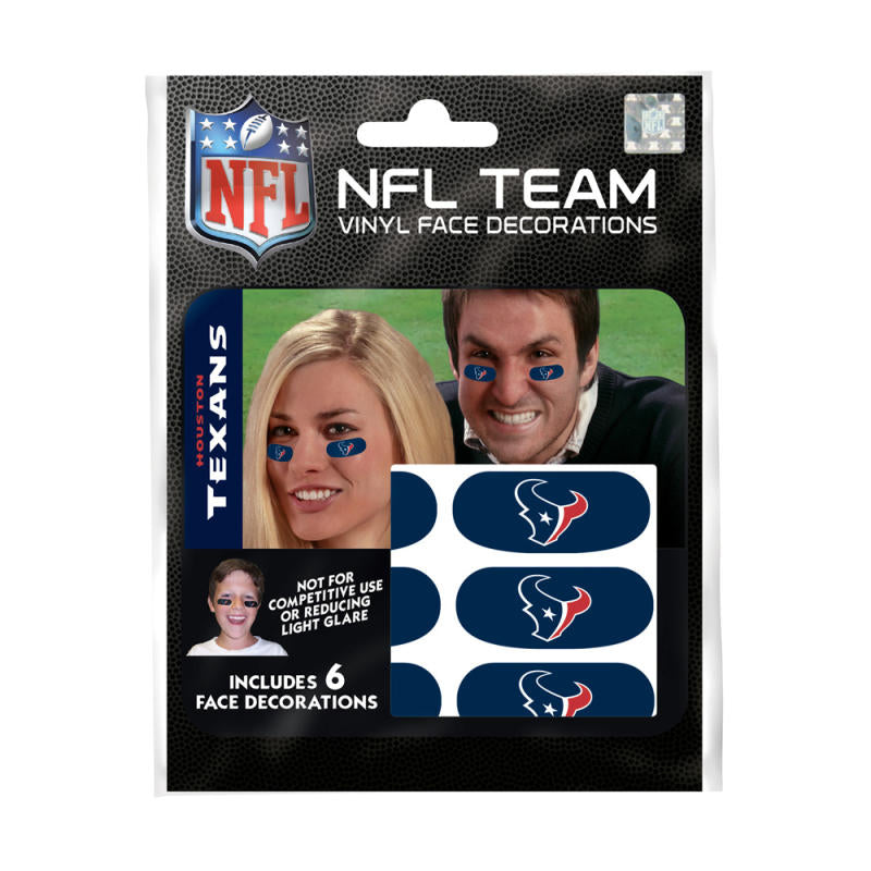 Houston Texans NFL Team Adhesive Face Decorations Pack of 6 Image 1