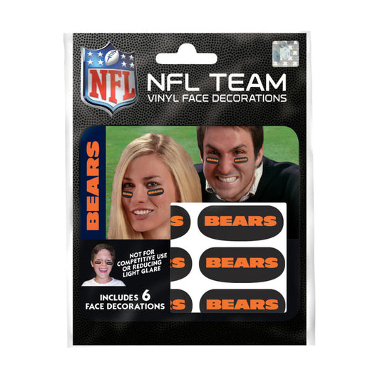 Chicago Bears NFL Team Adhesive Face Decorations Pack of 6 Image 1