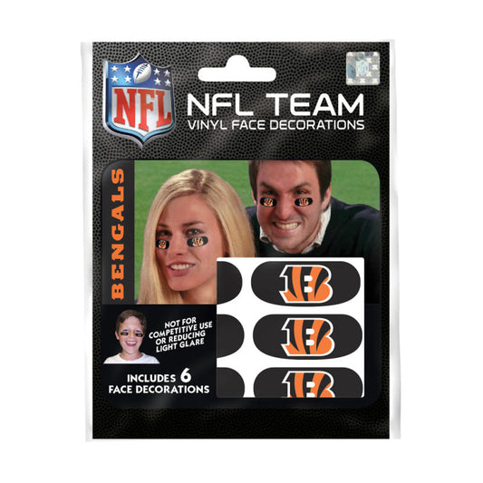 Cincinnati Bengals NFL Team Adhesive Face Decorations Pack of 6 Image 1