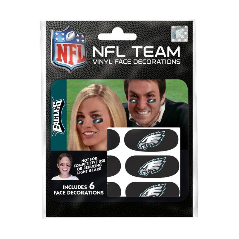 Philadelphia Eagles NFL Team Adhesive Face Decorations Pack of 6