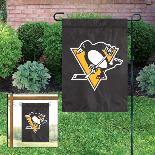 Pittsburgh Penguins Embroidered Weather Resistant Nylon Mini Flag 15" x 10.5" Image 1