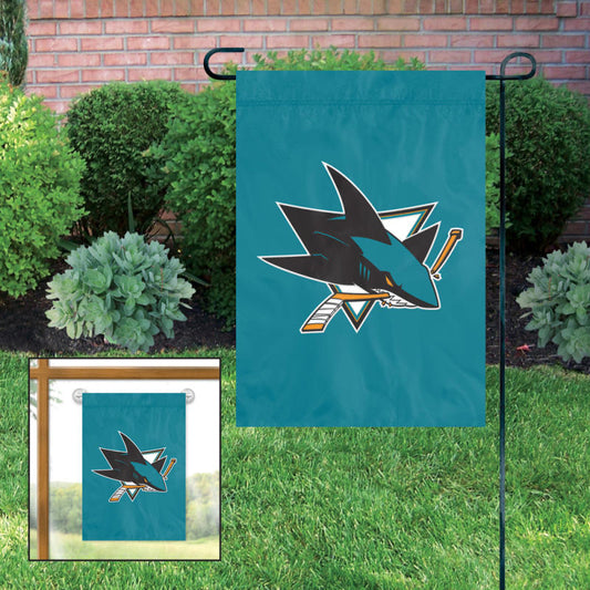 San Jose Sharks Embroidered Weather Resistant Nylon Mini Flag 15" x 10.5" Image 1