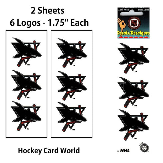 San Jose Sharks 1.75" Logo Stickers Decal (Pack of 2 Sheets)