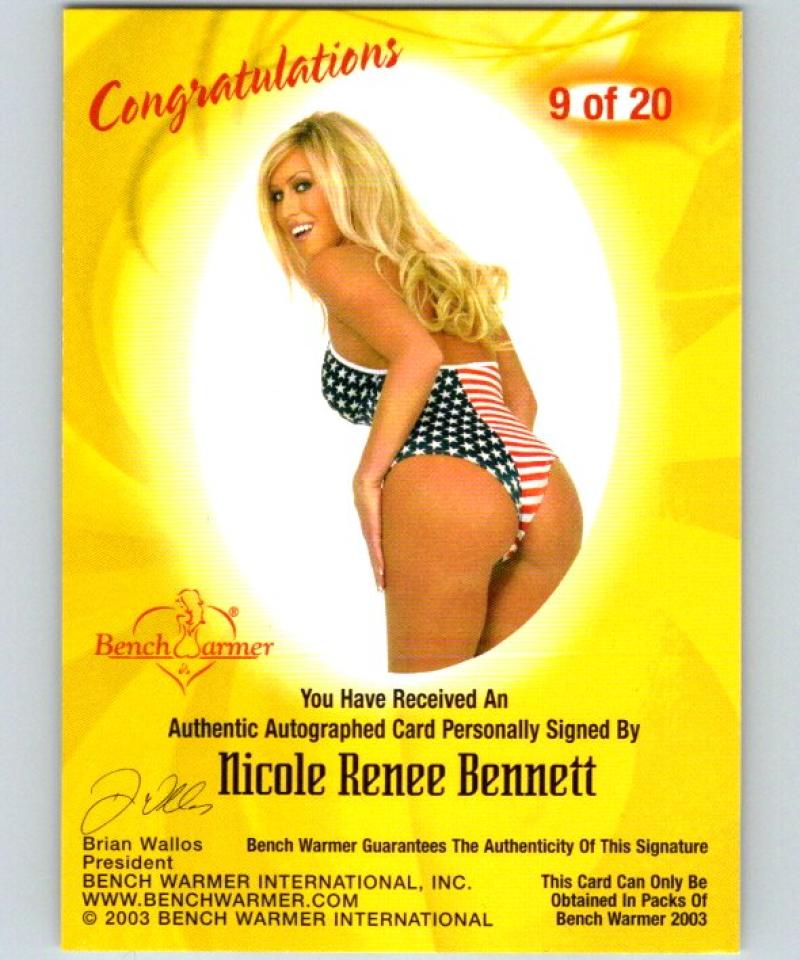 (HCW) 2003 Bench Warmer Nicole Renee Bennett Authentic Autograph 04324