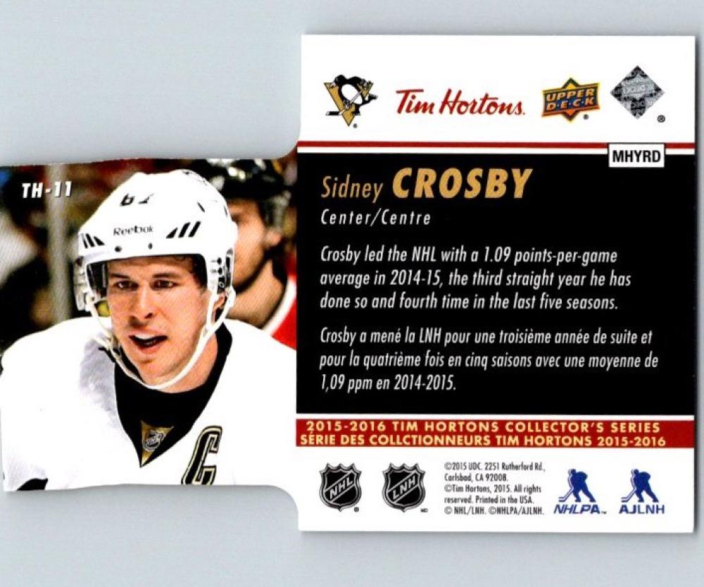 2015-16 Upper Deck Tim Hortons Die Cuts Sidney Crosby Hockey NHL 04333
