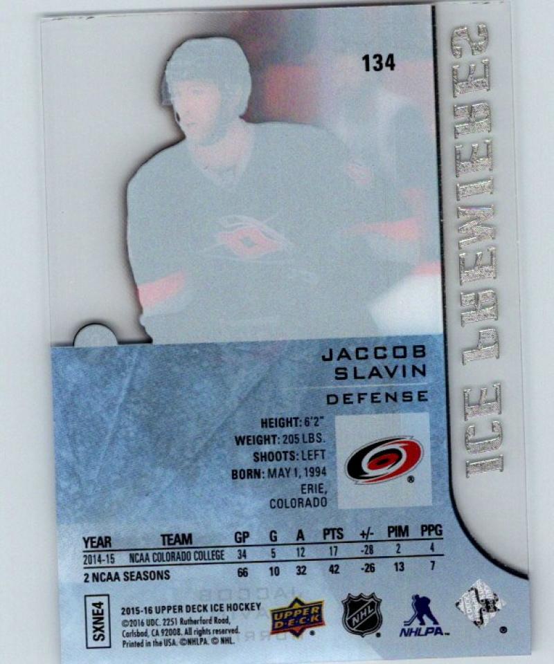 2015-16 Upper Deck Ice Premeires #134 Jaccob Slavin Rookie 560/1999 RC 04359