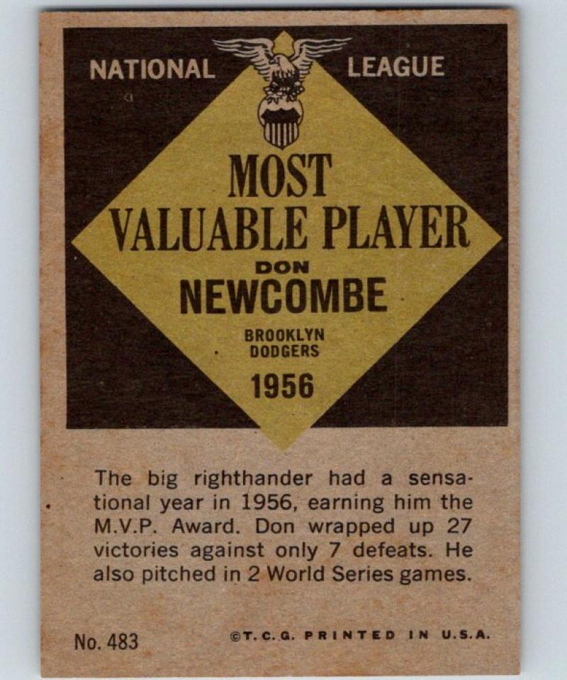 1961 Topps #483 Don Newcombe Baseball MLB Dodgers Vintage 04362