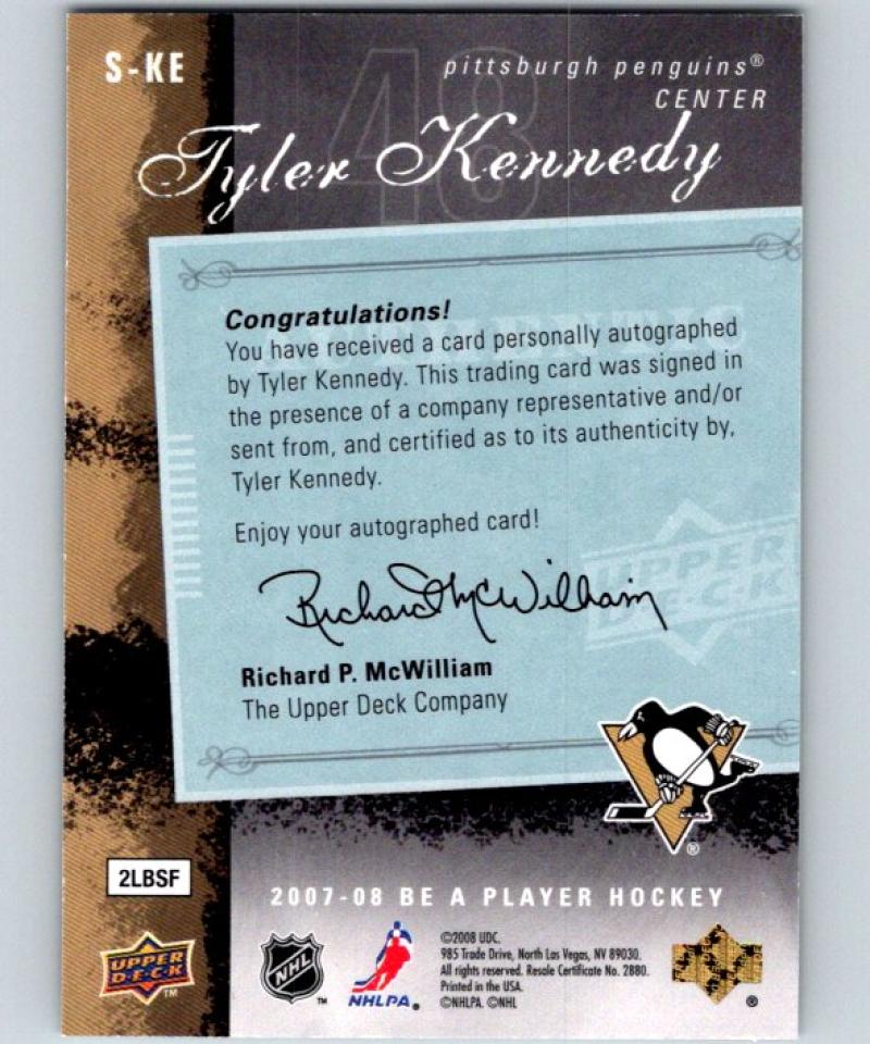 2007-08 Upper Deck Be A Player Signatures #SKE Tyler Kennedy Auto 04429