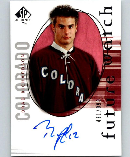 2005-06 SP Authentic #211 Brad Richardson Hockey NHL RC Rookie Auto 04443