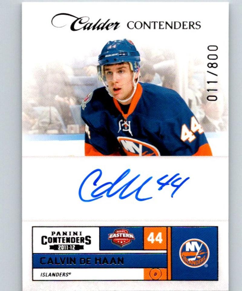 2011-12 Panini Contenders #245 Calvin de Haan AU RC 11/800 NHL 04454 Image 1