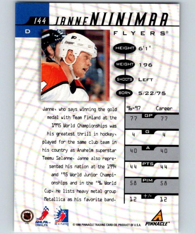 1997-98 Be A Player Autographs Janne Niinimaa Hockey NHL Auto 04475