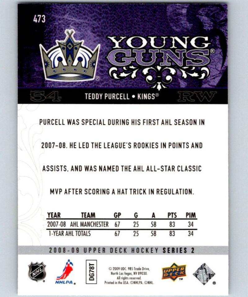 2008-09 Upper Deck #473 Teddy Purcell NHL RC Rookie Young Guns YG 04627