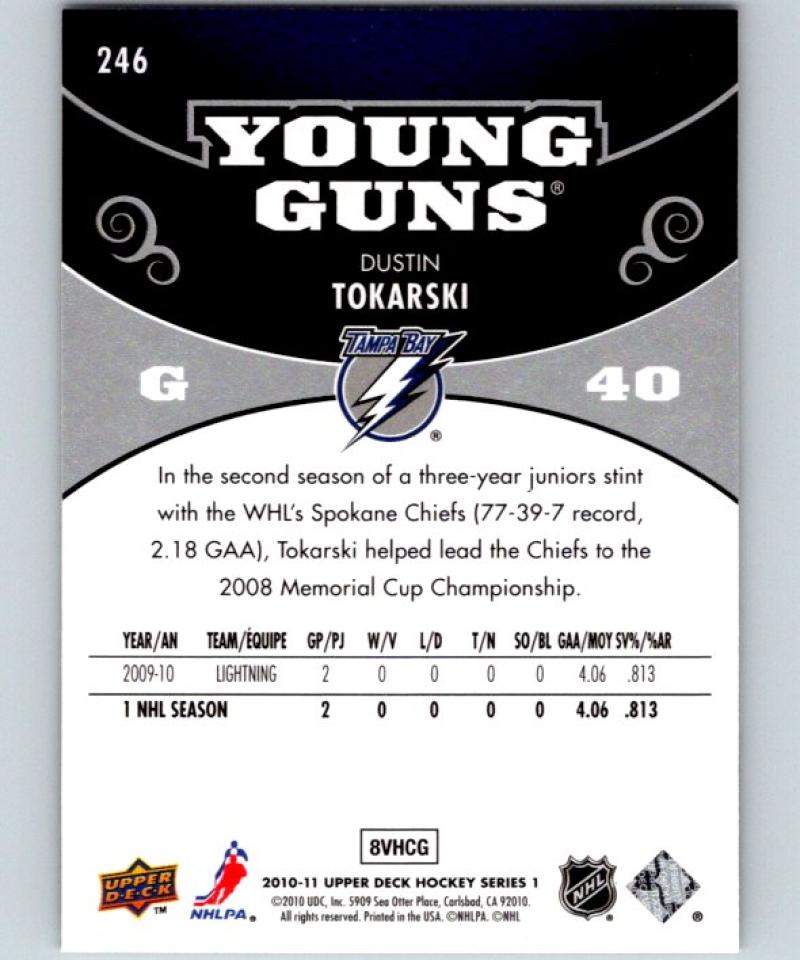 2010-11 Upper Deck #246 Dustin Tokarski NHL RC Rookie Young Guns YG 04634