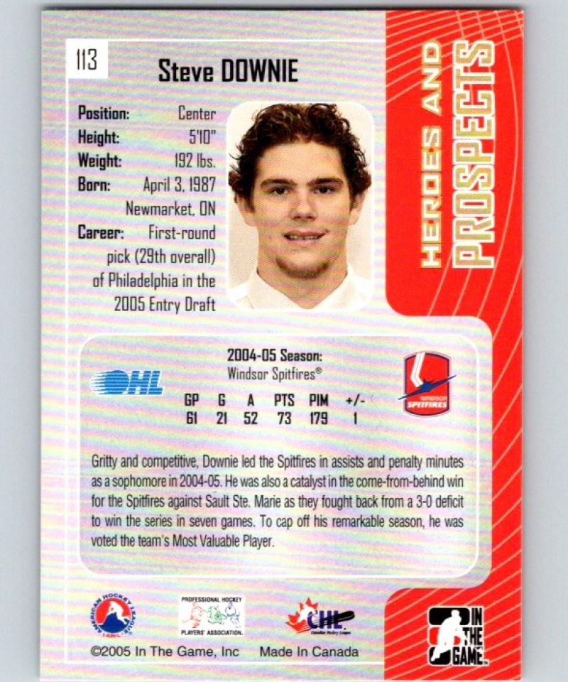 2005-06 ITG Heroes and Prospects Autographs #113 Steve Downie Auto 04658