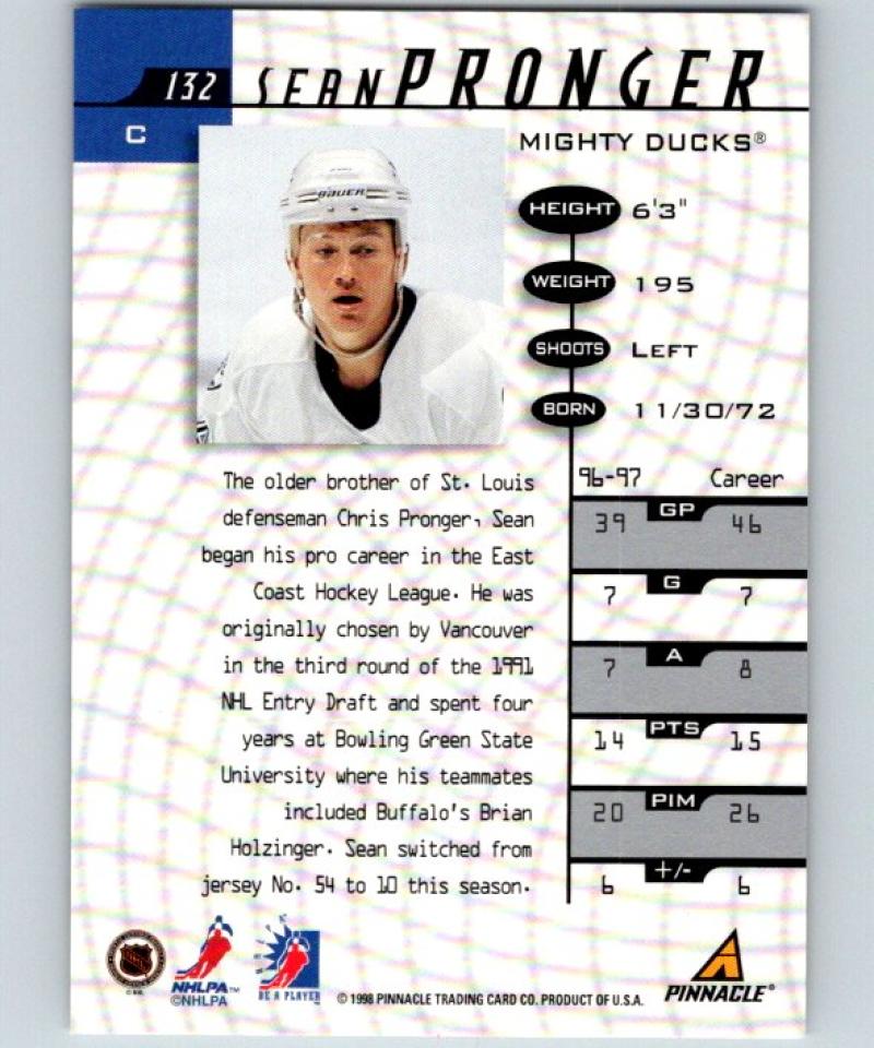1997-98 Be A Player Autographs #132 Sean Pronger NHL Auto 04703