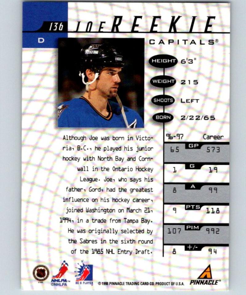 1997-98 Be A Player Autographs #136 Joe Reekie NHL Auto Capitals 04704