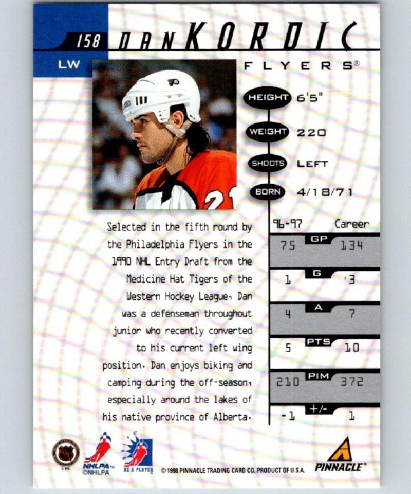 1997-98 Be A Player Autographs #158 Dan Kordic NHL Auto Flyers 04707