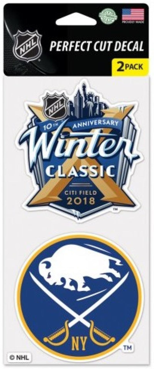 Buffalo Sabres Winter Classic Perfect Cut 4"x4" Decal Sticker 2 Pack Image 1