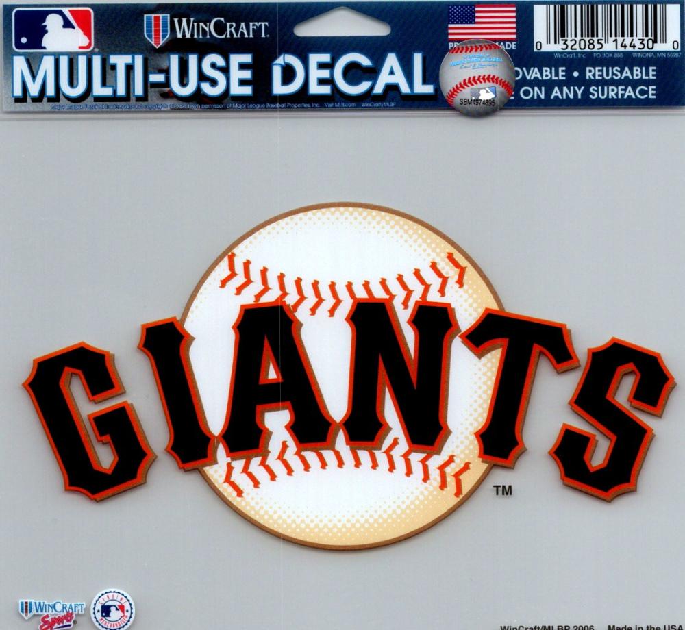 San Francisco Giants Multi-Use Decal Sticker 5"x6" Clear Back