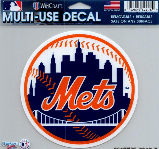 New York Mets Multi-Use Decal Sticker 5"x6" Clear Back