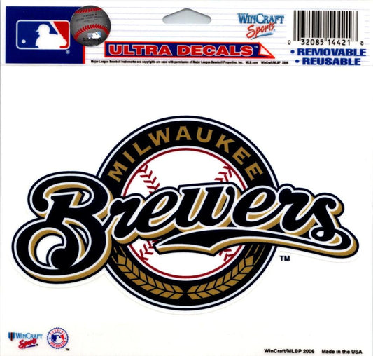 (HCW) Milwaukee Brewers Multi-Use Decal Sticker MLB 5"x6" Baseball Image 1