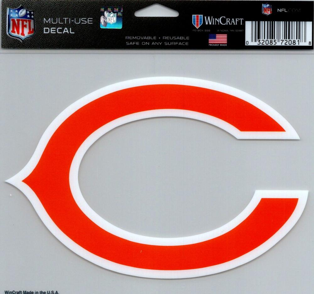 Chicago Bears Multi-Use Decal Sticker 5"x6" NFL Clear Back  Image 1