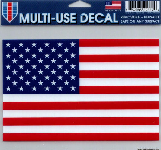 United States USA Flag Multi-Use Decal Clear Back 5"x 6" Image 1