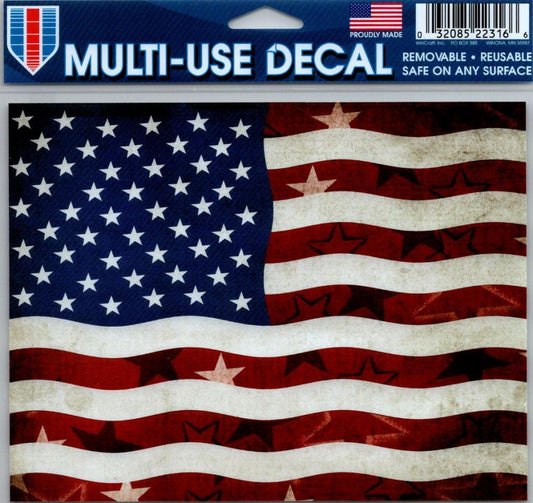 United States USA Wavy Flag Multi-Use Decal Clear Back 5"x 6" Image 1