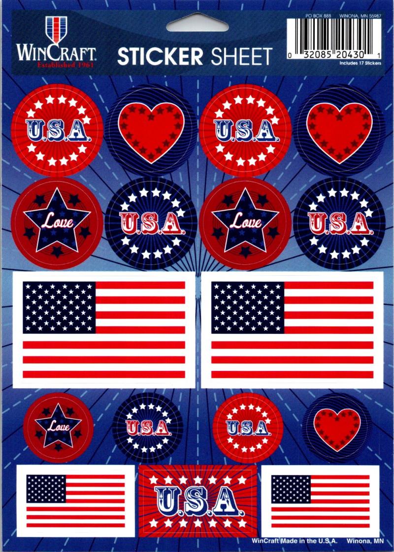 United States USA Sticker Decal Sheet 5"x7" Image 1