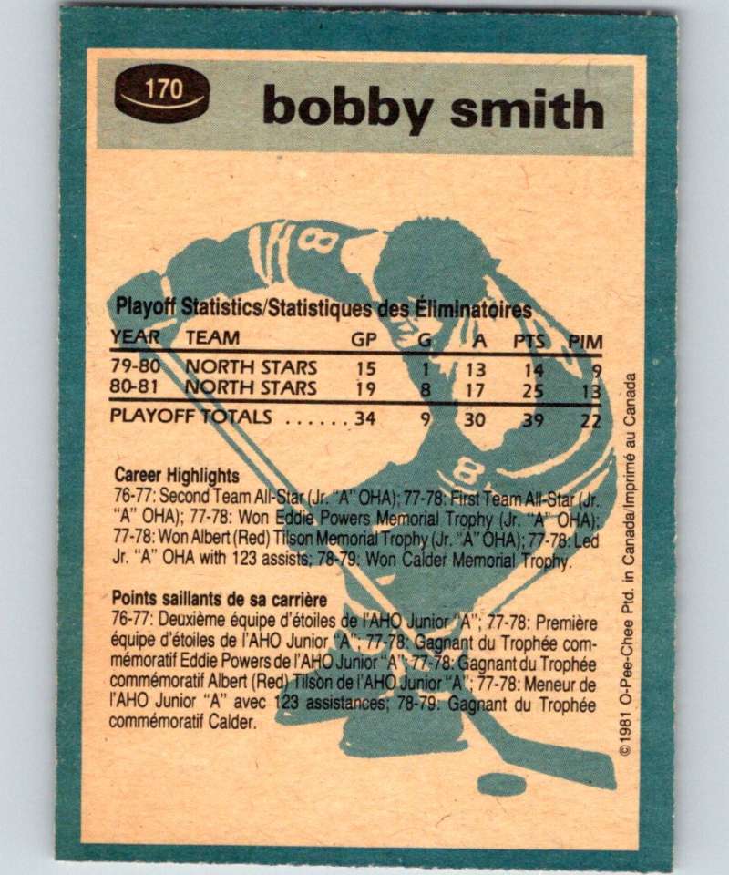 1981-82 O-Pee-Chee #170 Bobby Smith North Stars 6463