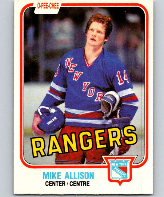 1981-82 O-Pee-Chee #221 Mike Allison RC Rookie NY Rangers 6514