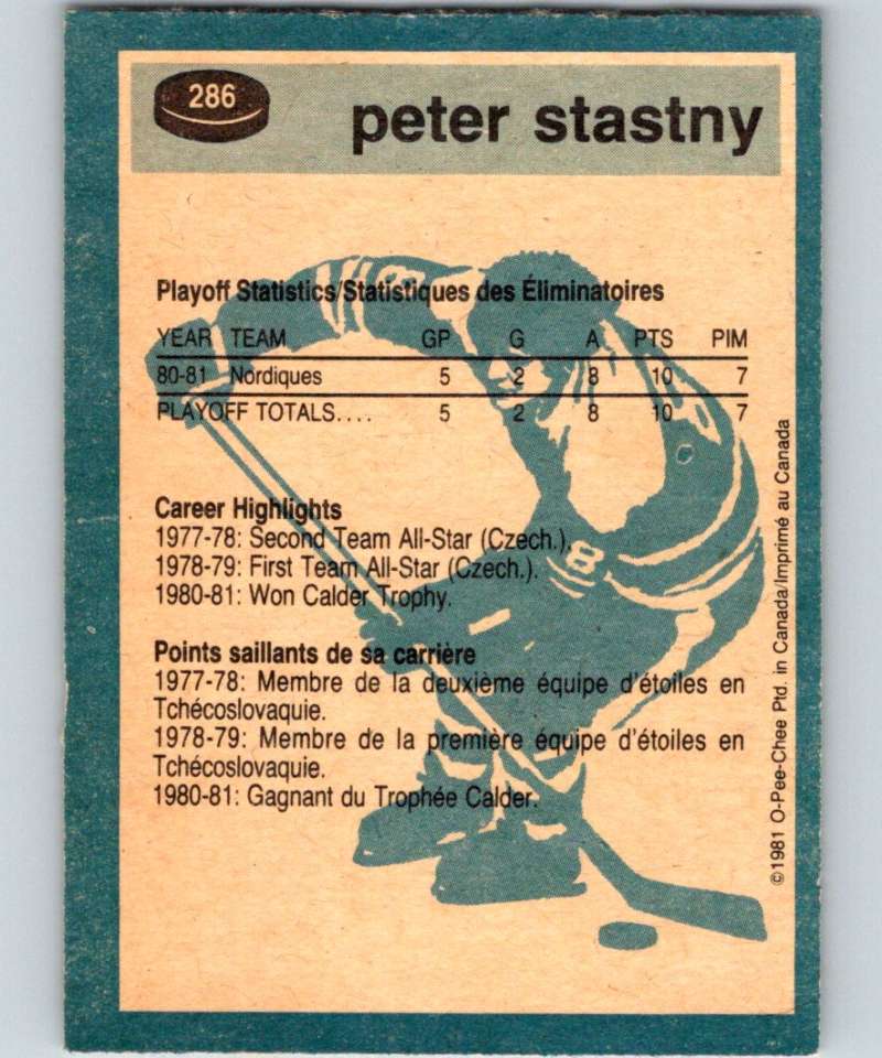 1981-82 O-Pee-Chee #286 Peter Stastny Nordiques 6579