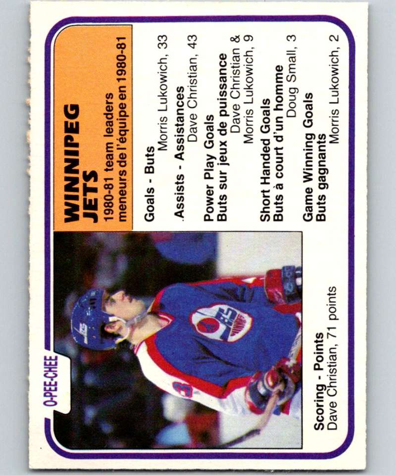 1981-82 O-Pee-Chee #378 Dave Christian Winn Jets TL 6671