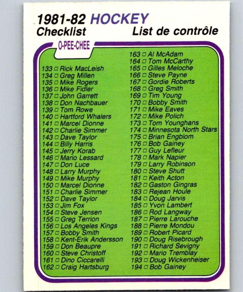 1981-82 O-Pee-Chee #380 Checklist 6673