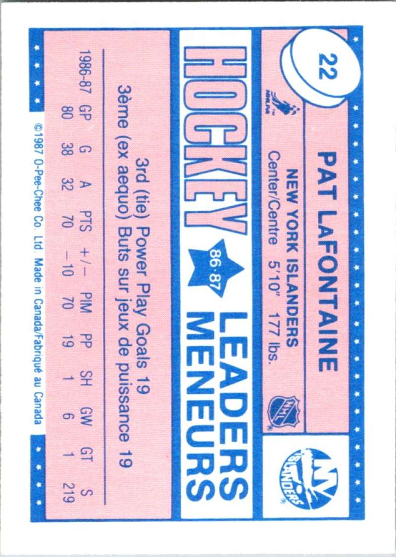 1987-88 O-Pee-Chee Minis #22 Pat LaFontaine NY Islanders NHL 05411