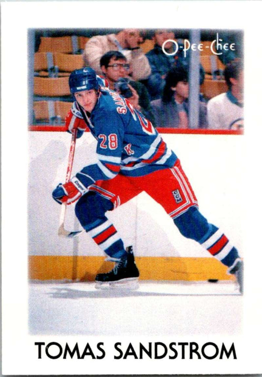 1987-88 O-Pee-Chee Minis #38 Tomas Sandstrom NY Rangers NHL 05427 Image 1